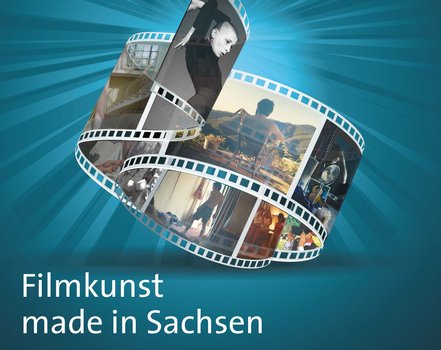 Bildmotiv mit Filmrolle und Text: Filmkunst made in Sachsen